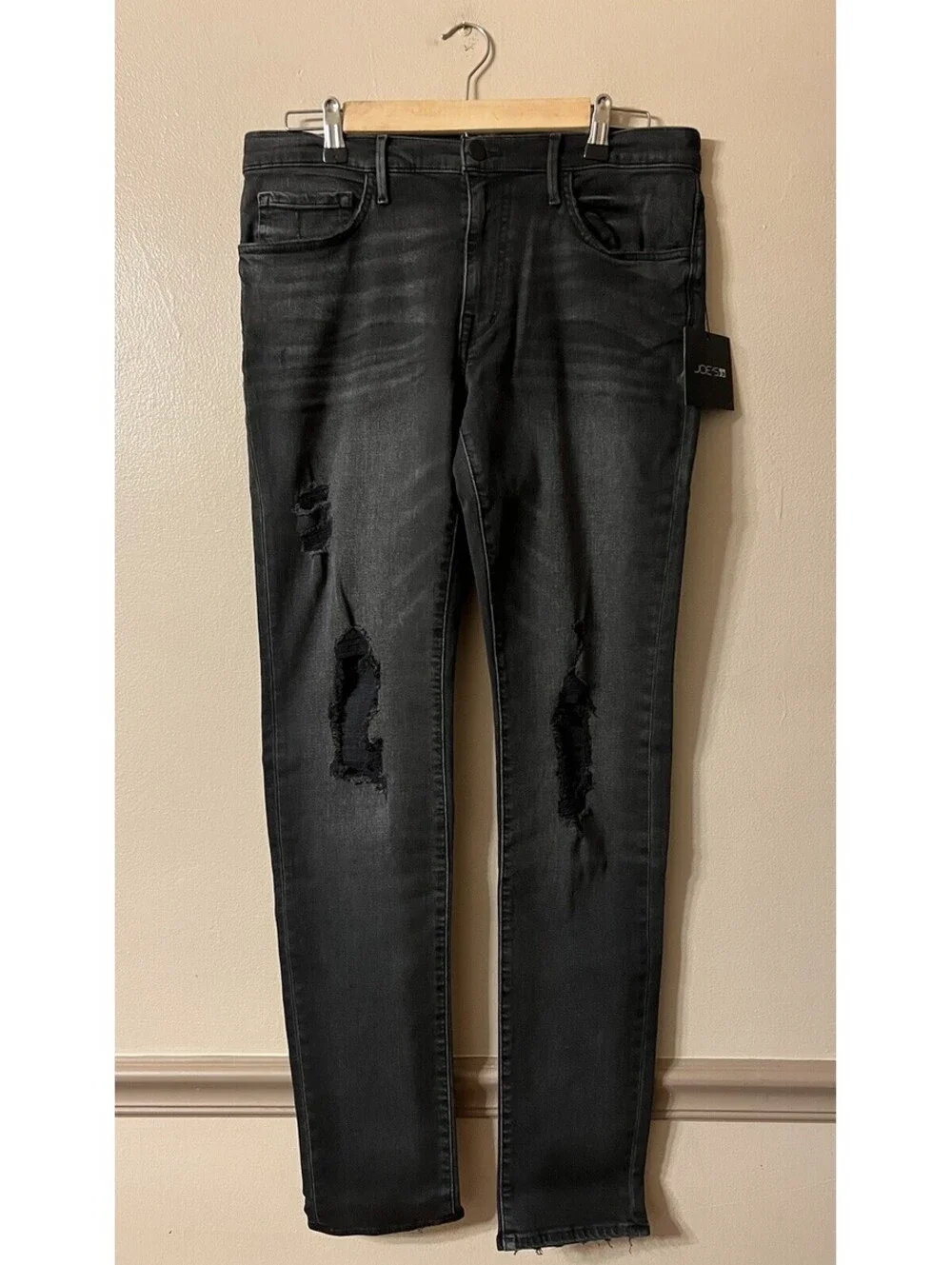 Joe’s Jeans Mens The Legend Skinny Distressed Denim Jeans Black Size 31x32